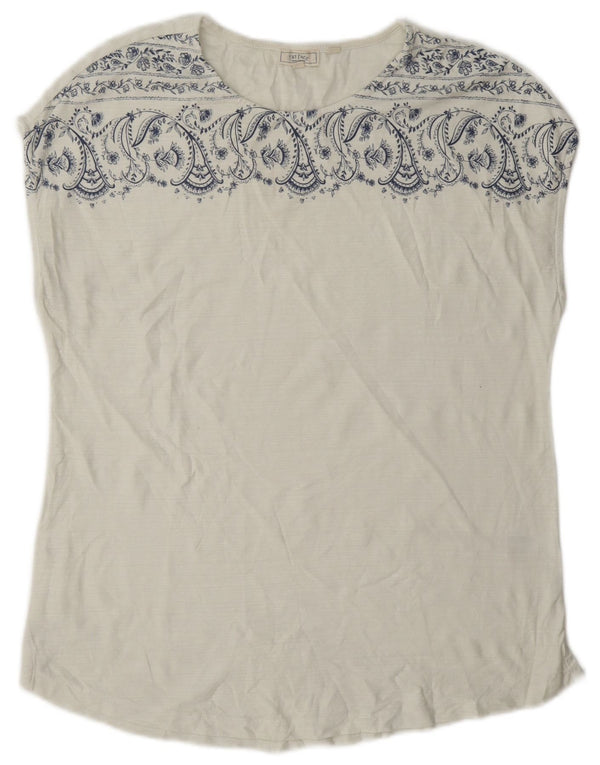 Fat Face Womens T-Shirt Top UK 12 Medium White Paisley Cotton