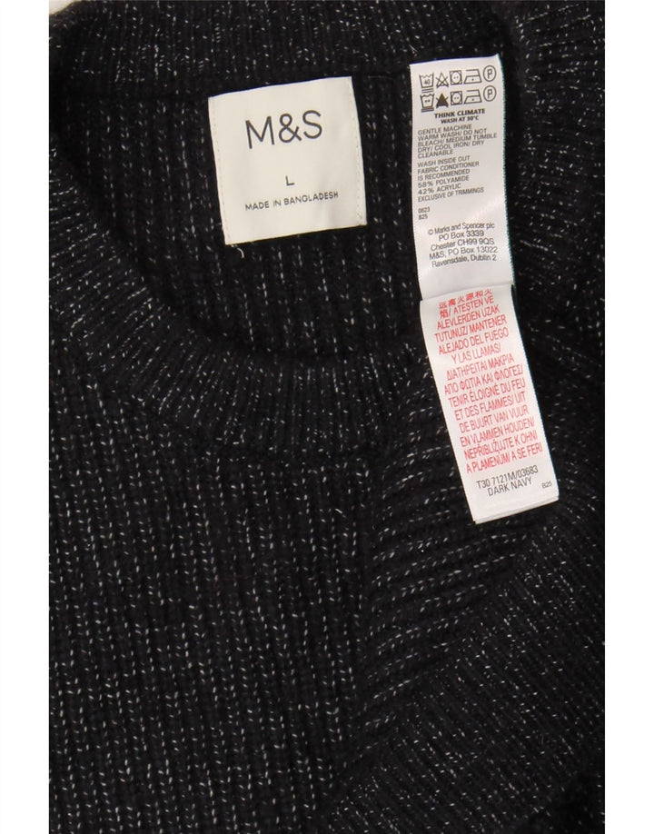 MARKS & SPENCER Mens Crew Neck Jumper Sweater Large Grey Polyamide Vintage Marks & Spencer and Second-Hand Marks & Spencer from Messina Hembry 