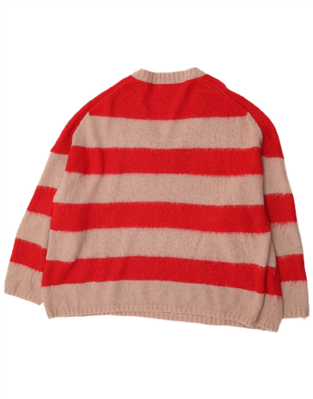 Męski sweter oversize All Saints z dekoltem w szpic, duży, akrylowy w czerwone paski