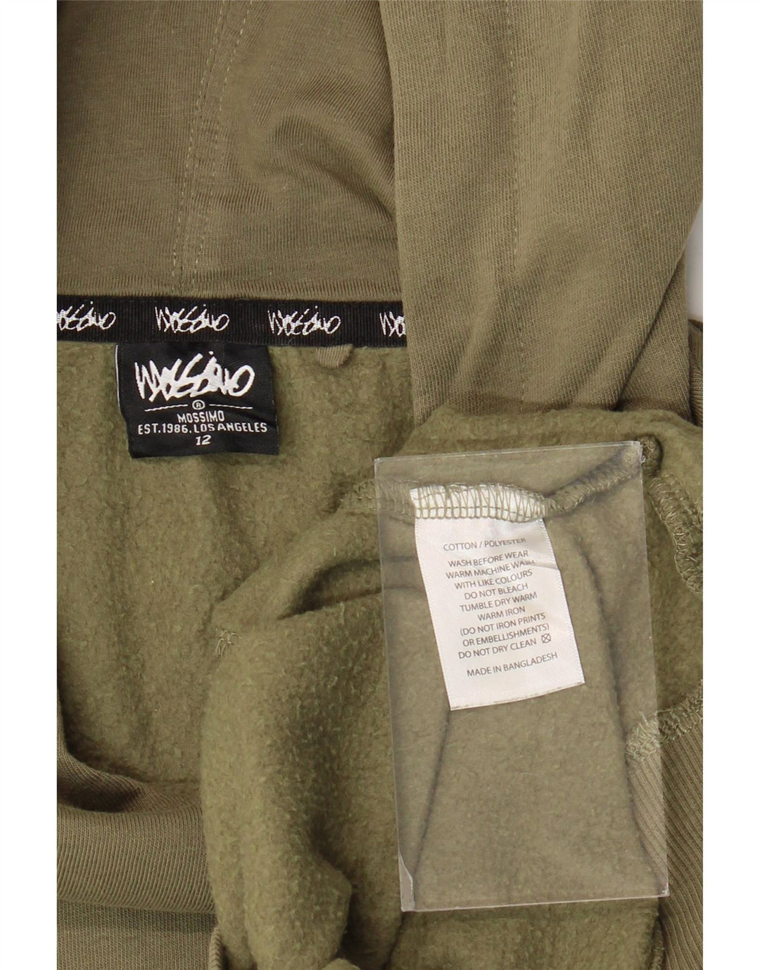 Damski sweter z kapturem i grafiką Mossimo US 12, duża bawełna khaki