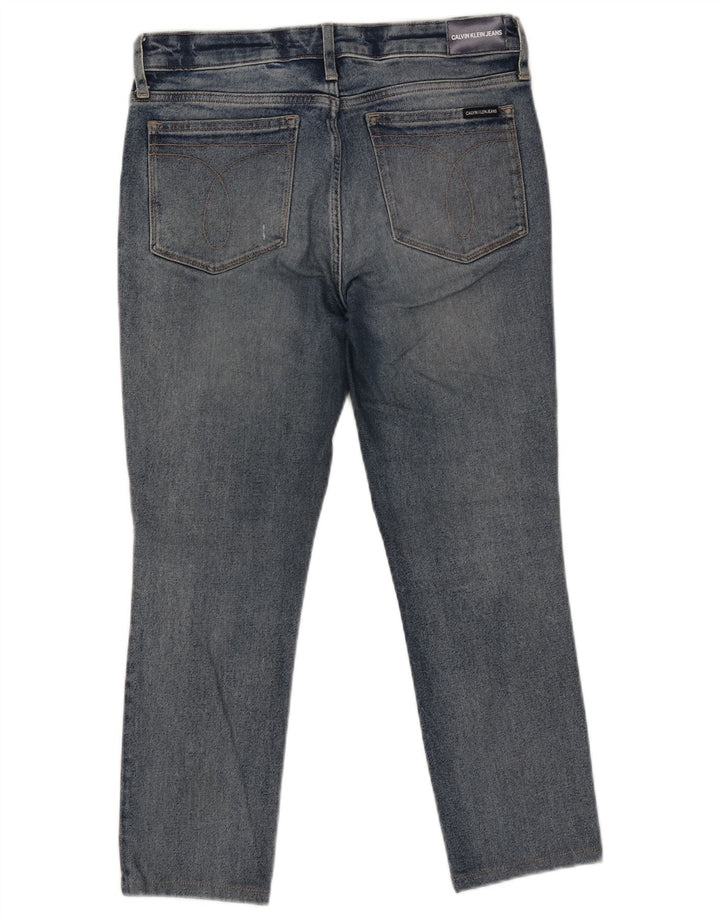 Męskie jeansy CALVIN KLEIN w trudnej sytuacji, przycięte, W30 L25, niebieskie