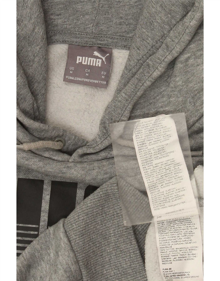 Męski sweter z kapturem Puma z grafiką, średnioszary, bawełniany