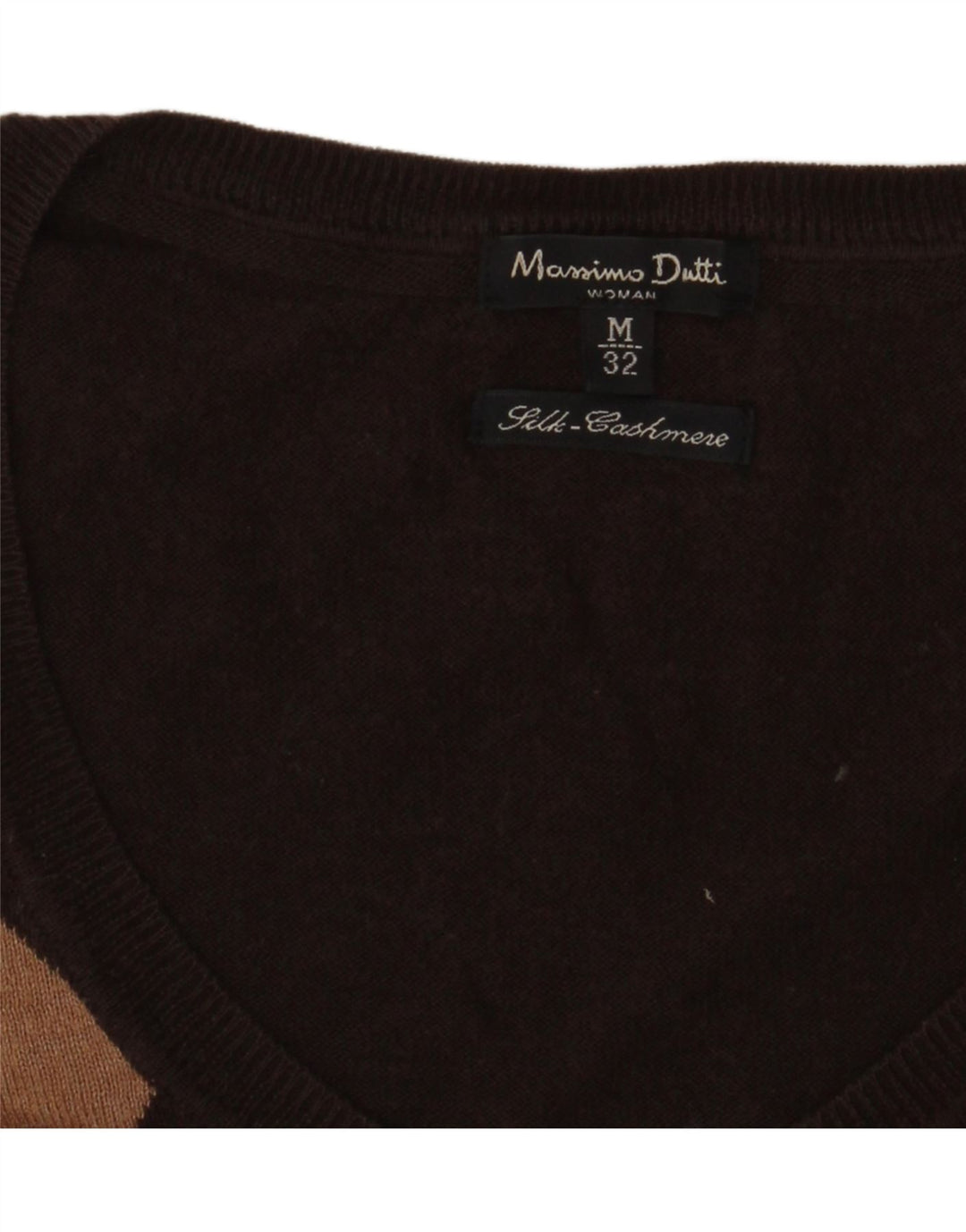 Sweter damski Massimo Dutti z dekoltem w kształcie litery V, UK 14, średni brąz