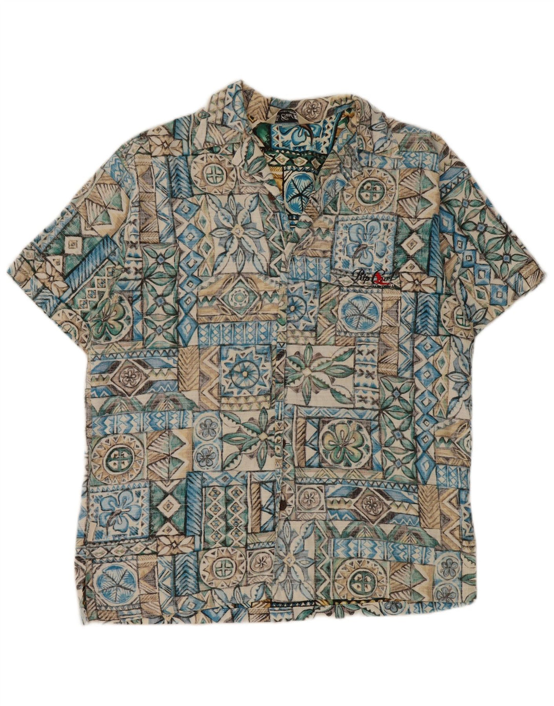 Męska koszula z krótkim rękawem Rip Curl w kolorze średniego niebieskiego patchworku
