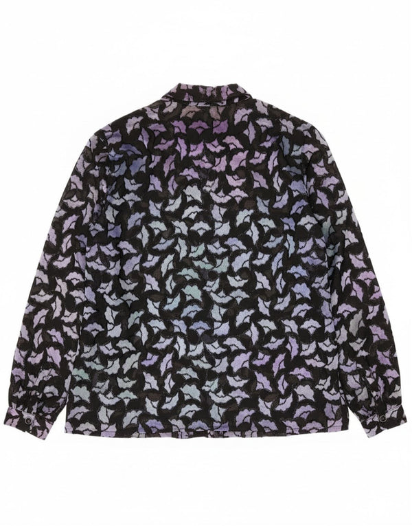 Koszula damska w stylu vintage, przezroczysta, UK 18 XL, czarna w kwiaty