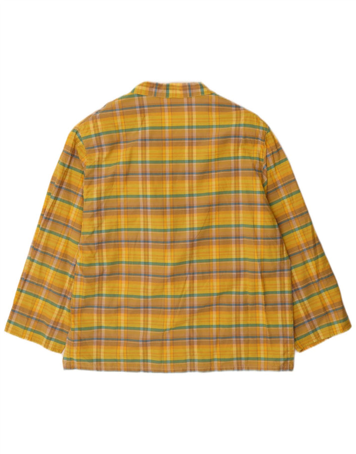 Vintage damska marynarka oversize zapinana na 2 guziki UK 14, średnia żółta kratka