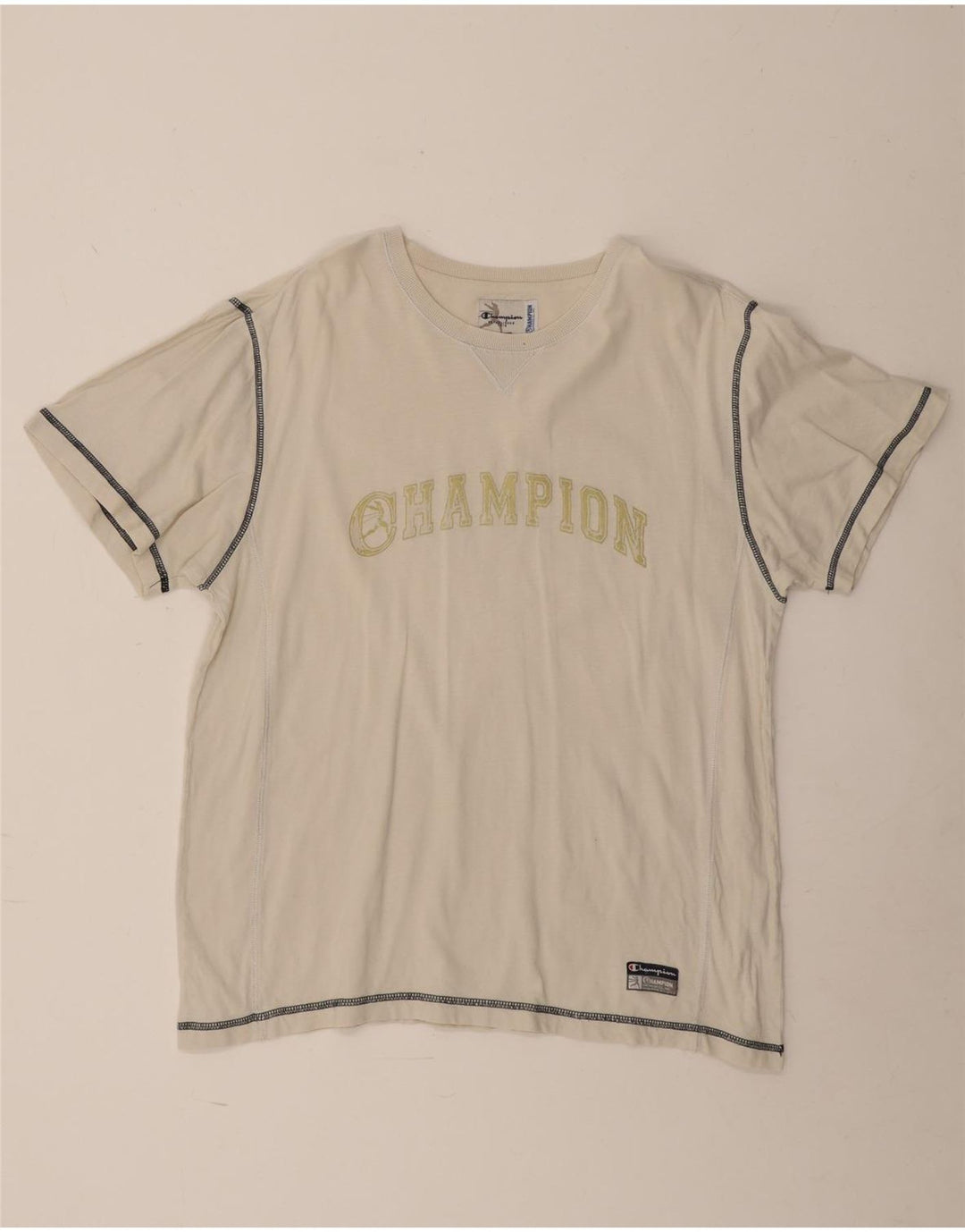 Męski T-shirt Champion z grafiką, duży, złamanej bieli, bawełniany