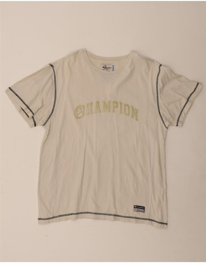 Męski T-shirt Champion z grafiką, duży, złamanej bieli, bawełniany