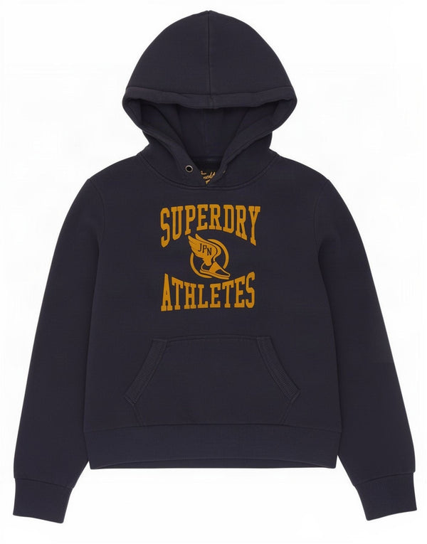 Damski sweter z kapturem Superdry Graphic UK 14, duży, granatowy, bawełniany