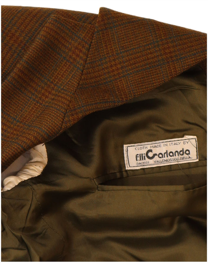 Męska marynarka zapinana na 2 guziki VINTAGE UK 38 Średni brąz w pepitkę