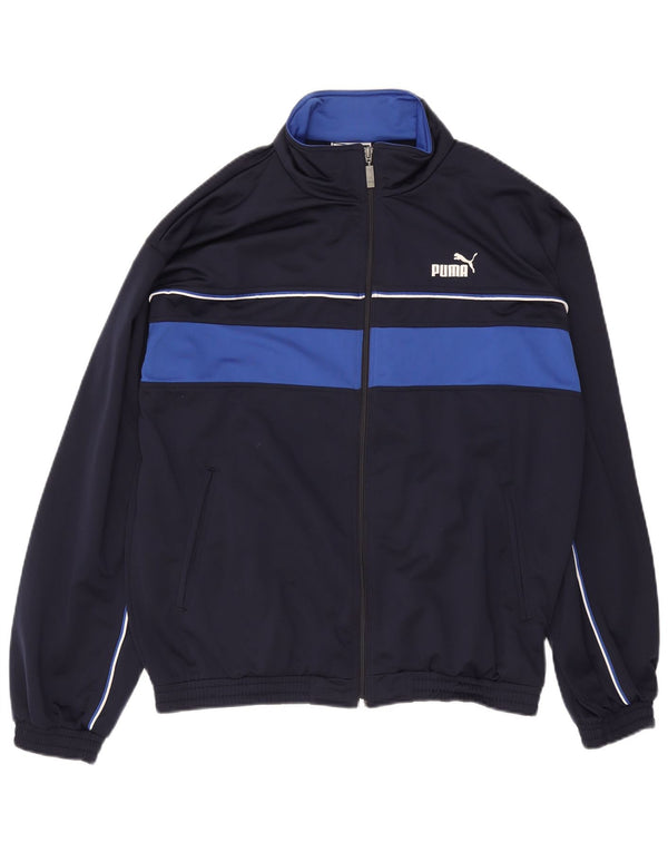 Puma Mens Tracksuit Top Jacket Medium Navy Blue Colourblock Polyester