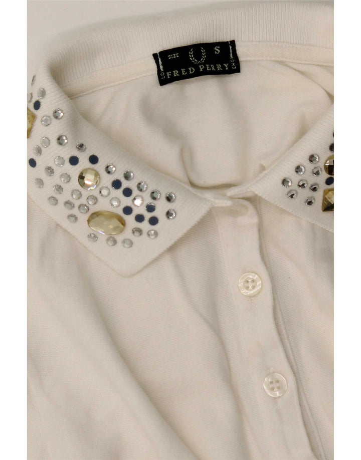 Damska koszulka polo Fred Perry UK 10, mała, biała