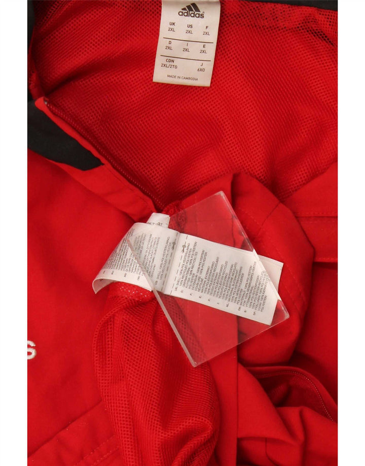 Adidas Męska bluza dresowa Top 2XL Czerwony poliester z blokami kolorów