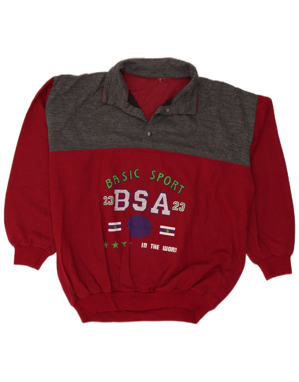 Męska bluza z grafiką polo w stylu vintage, sweter XL czerwony Colourblock