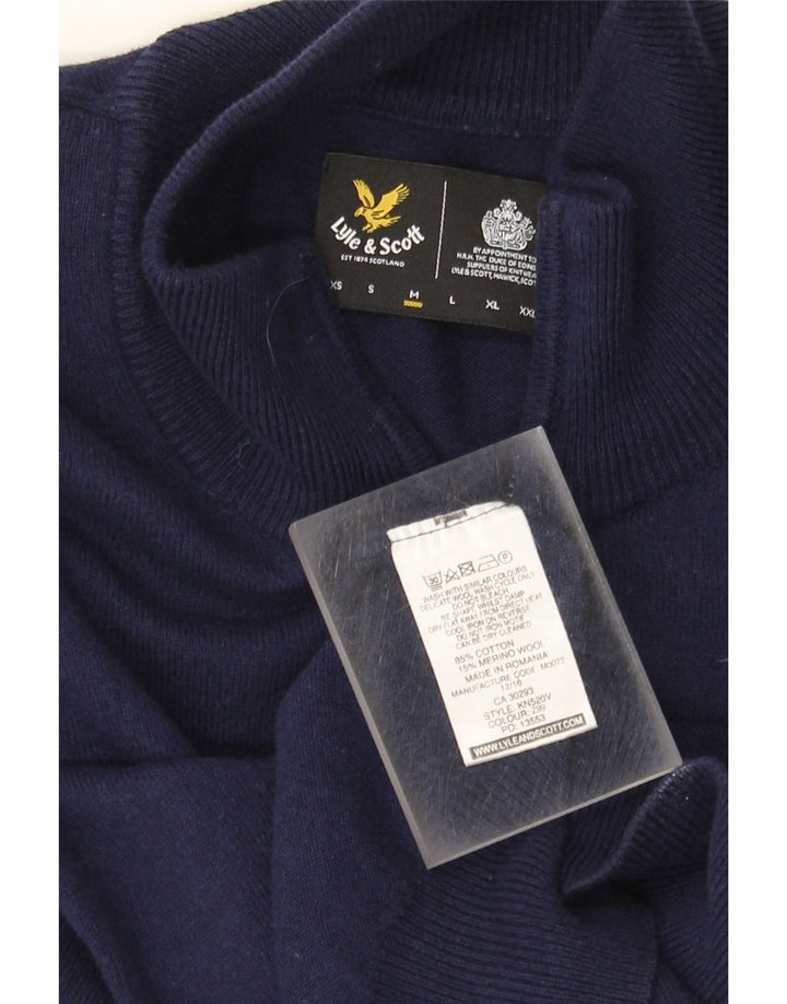 Męski sweter z zamkiem błyskawicznym Lyle & Scott, średni granatowy, bawełniany