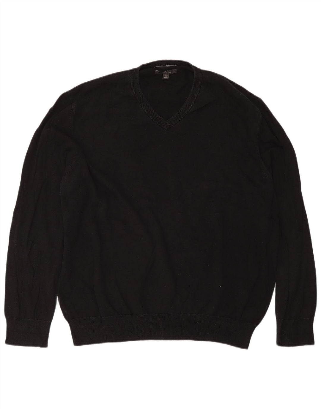 Marks & Spencer Męski sweter z dekoltem w kształcie litery V, 2XL, czarny, bawełniany