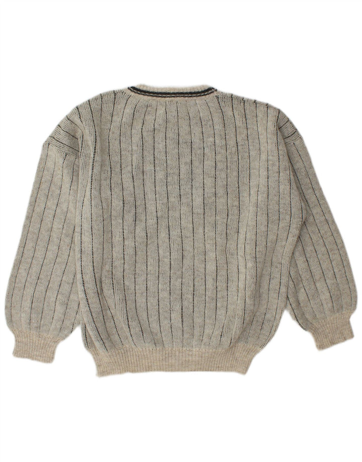 Męski sweter w stylu vintage z okrągłym dekoltem IT 50, wełna w kolorze średniej szarości
