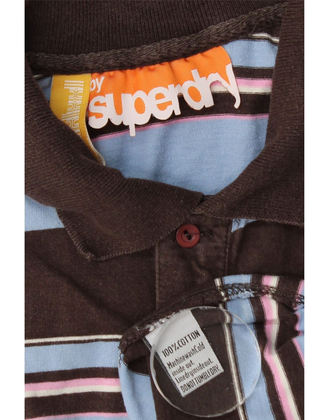 Męska koszulka polo Superdry, mała, bawełniana w brązowe paski