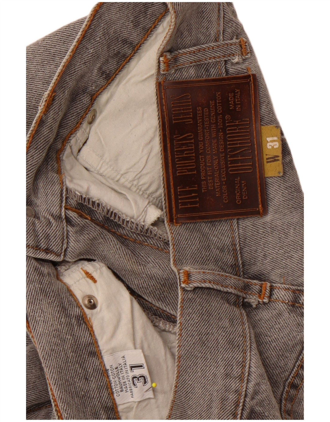 Damskie jeansy z wysokim stanem OFFSHORE W31 L26 Szara bawełna