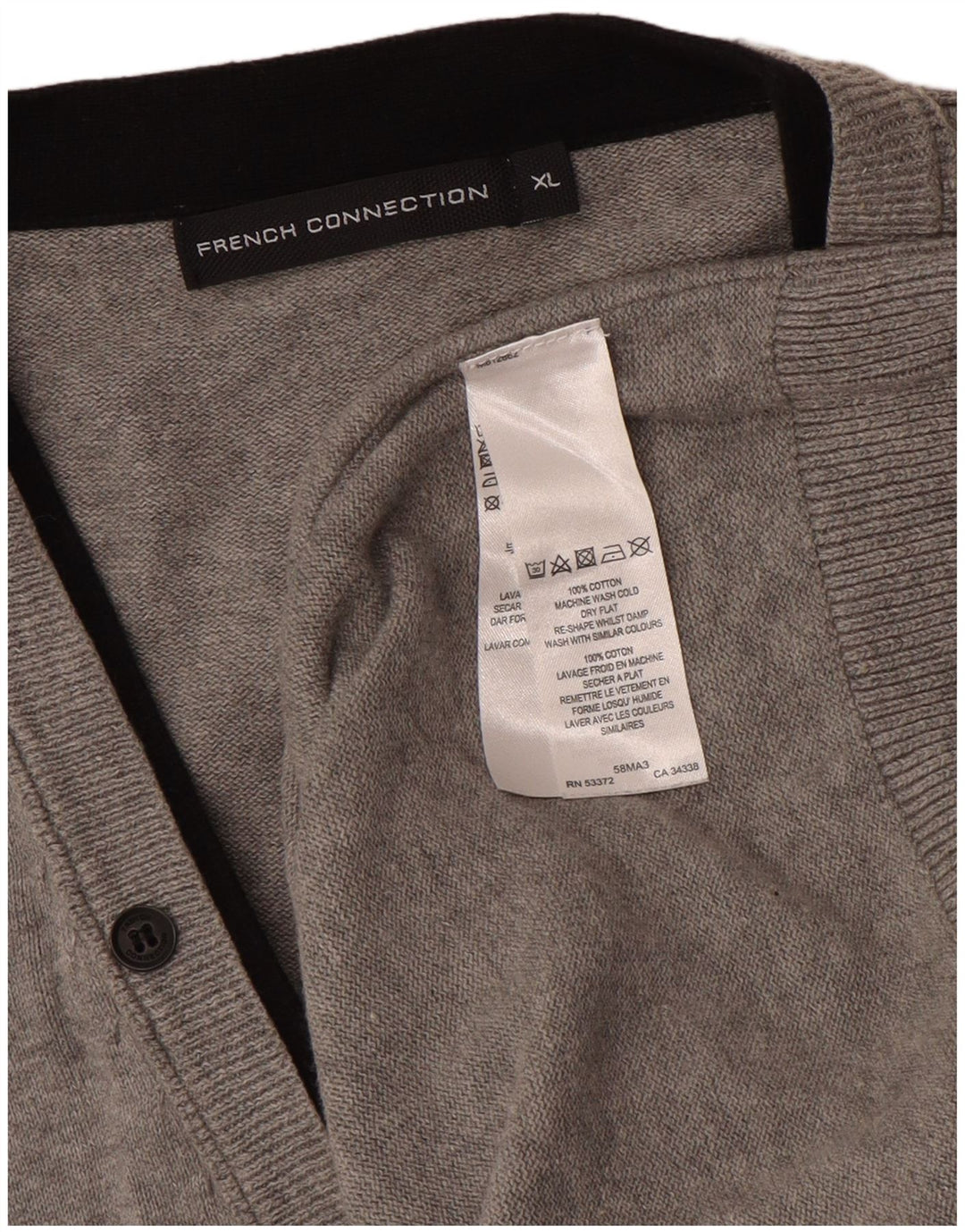 Męski sweter rozpinany French Connection XL, szara bawełna