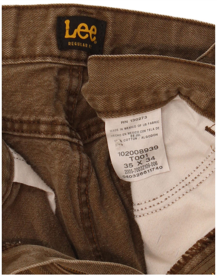 Męskie proste dżinsy Lee W35 L34, bawełna khaki