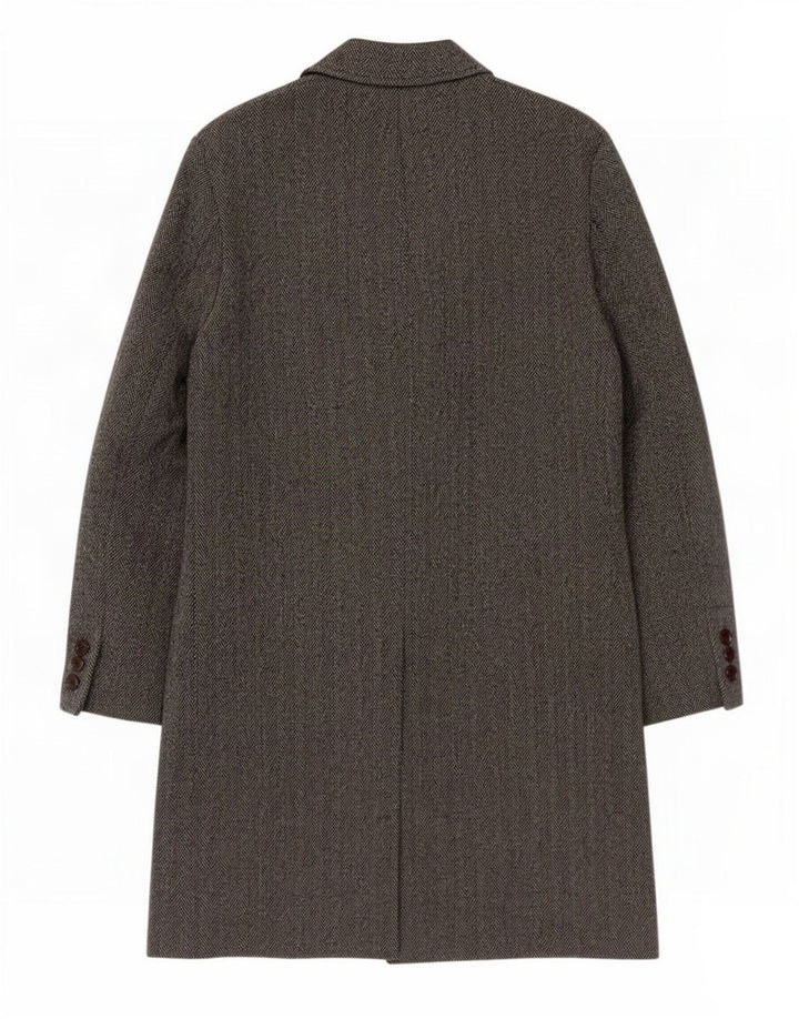 Płaszcz męski w stylu vintage IT 54 2XL Szara, dziewicza wełna w jodełkę