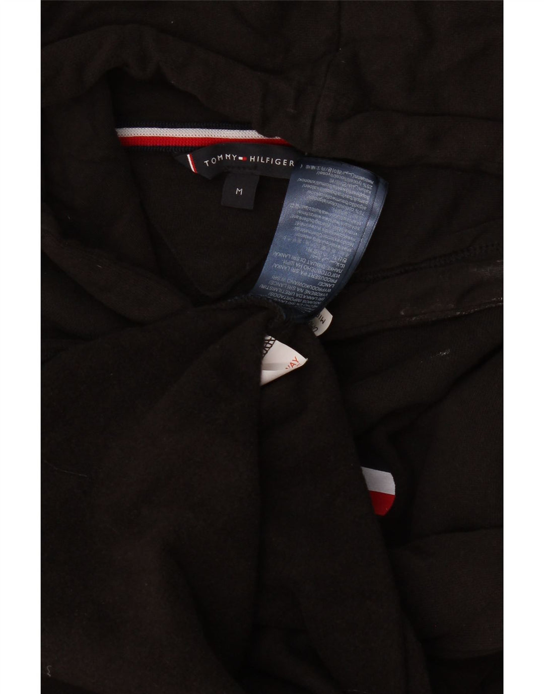 Męski sweter z kapturem i grafiką Tommy Hilfiger, średniej wielkości, czarny, bawełniany