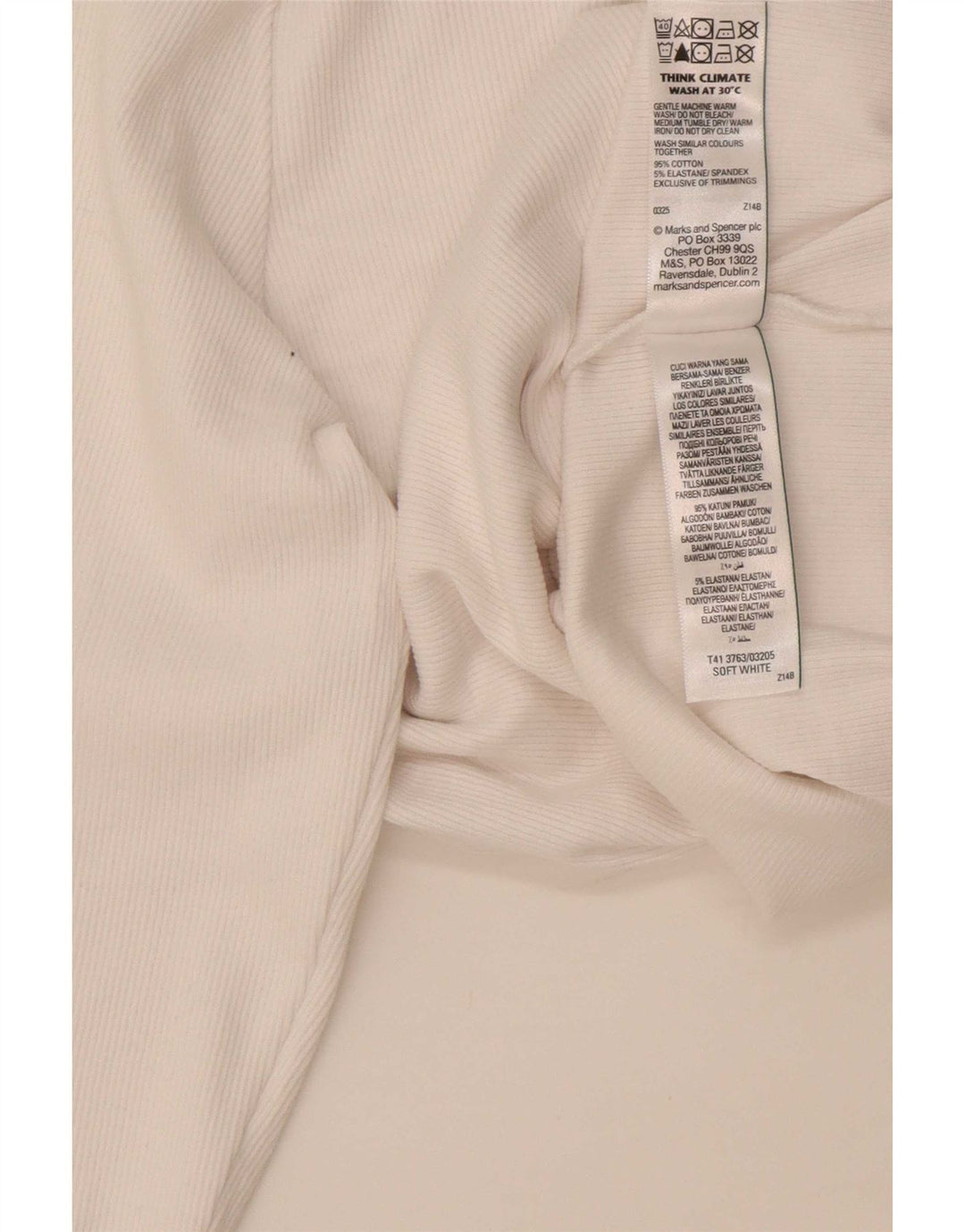 Marks & Spencer Damski top z długim rękawem, UK 16, duży, biały, bawełniany