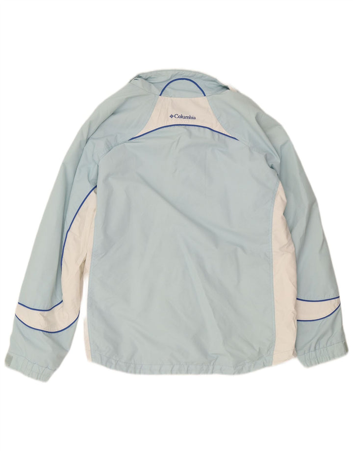 Damska kurtka przeciwdeszczowa Columbia UK 18 XL, niebieski nylon z blokami kolorów