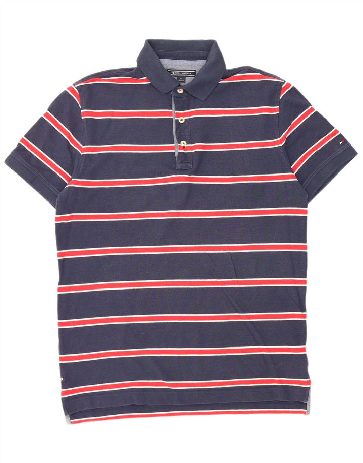 Męska koszulka polo z krótkim rękawem Tommy Hilfiger, w średnie granatowe paski