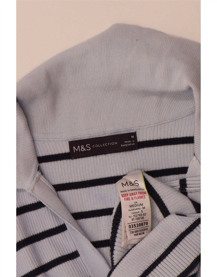 Damska koszulka polo Marks & Spencer UK 14, bawełniana w średnie niebieskie paski