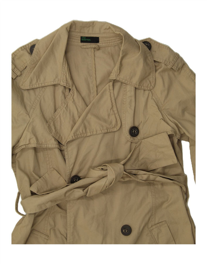 BENETTON Womens Double Breasted Trench Coat IT 44 Medium Beige Cotton Vintage Benetton and Second-Hand Benetton from Messina Hembry 