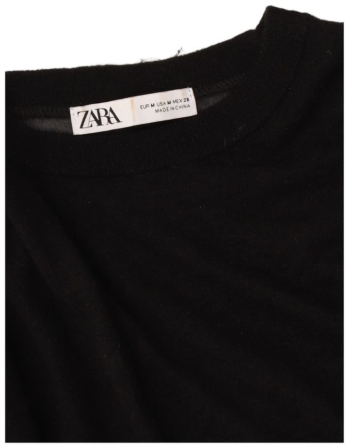 Damski sweter oversize z dekoltem w łódkę Zara UK 14, średni czarny