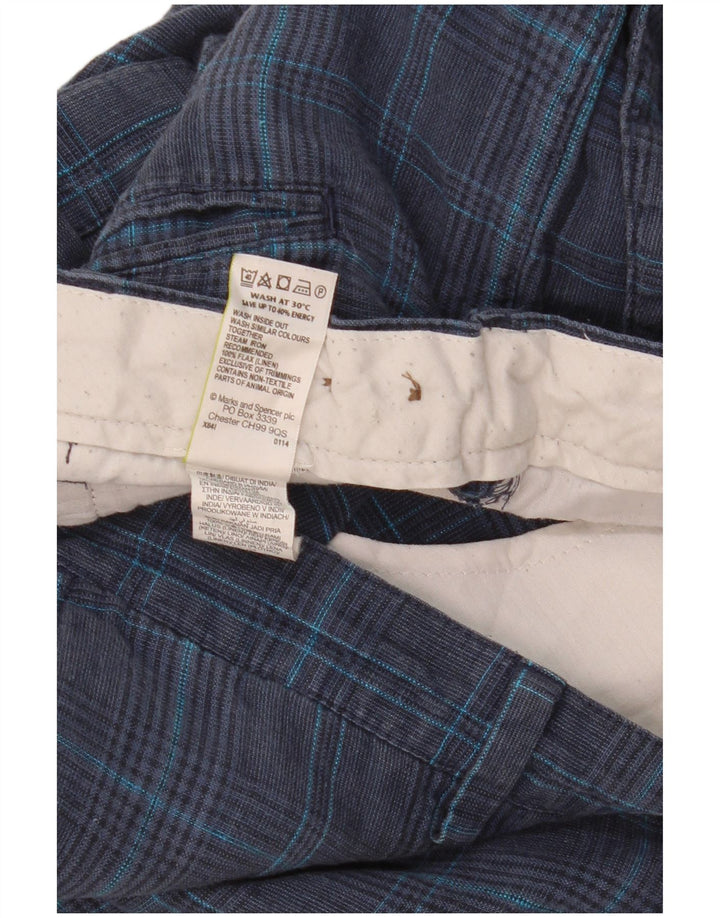 Męskie spodenki Chino MARKS & SPENCER W40 XL, lniane w granatową kratę