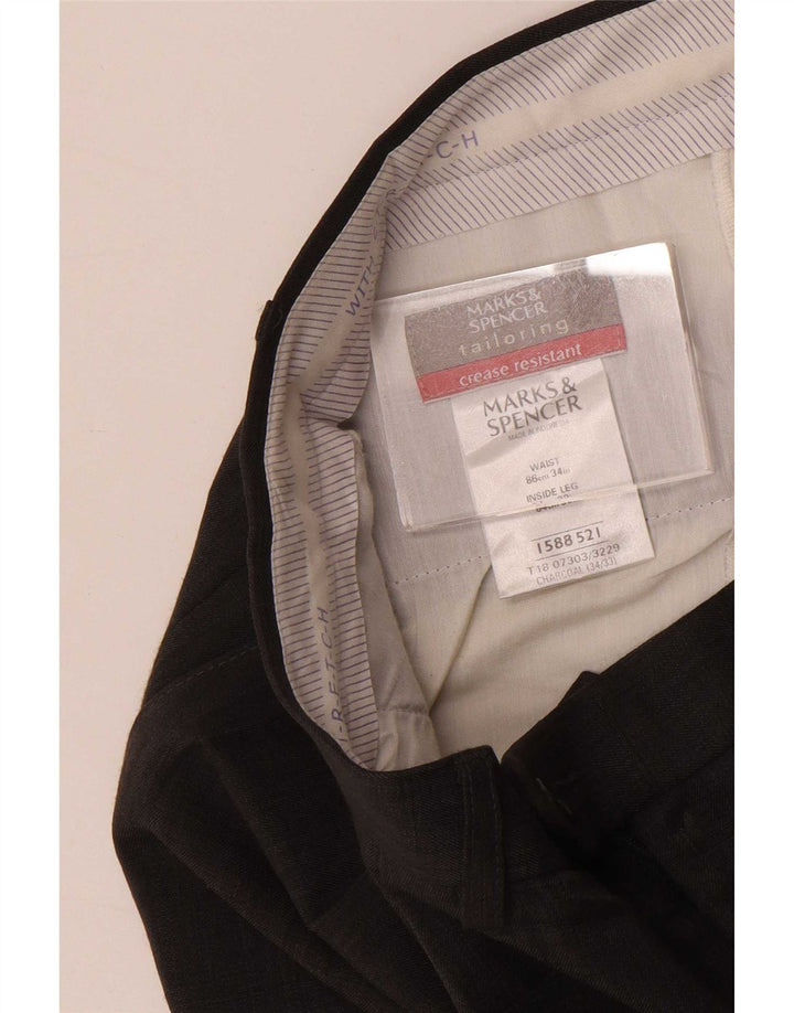 Marks & Spencer Męskie spodnie garniturowe W34 L33 Szary poliester