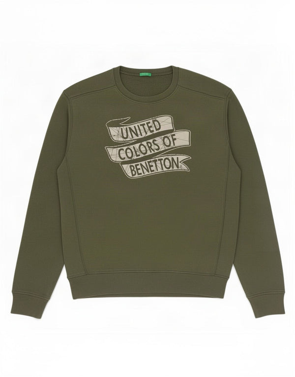 Męska bluza z grafiką Benetton XL, bawełniana w kolorze khaki