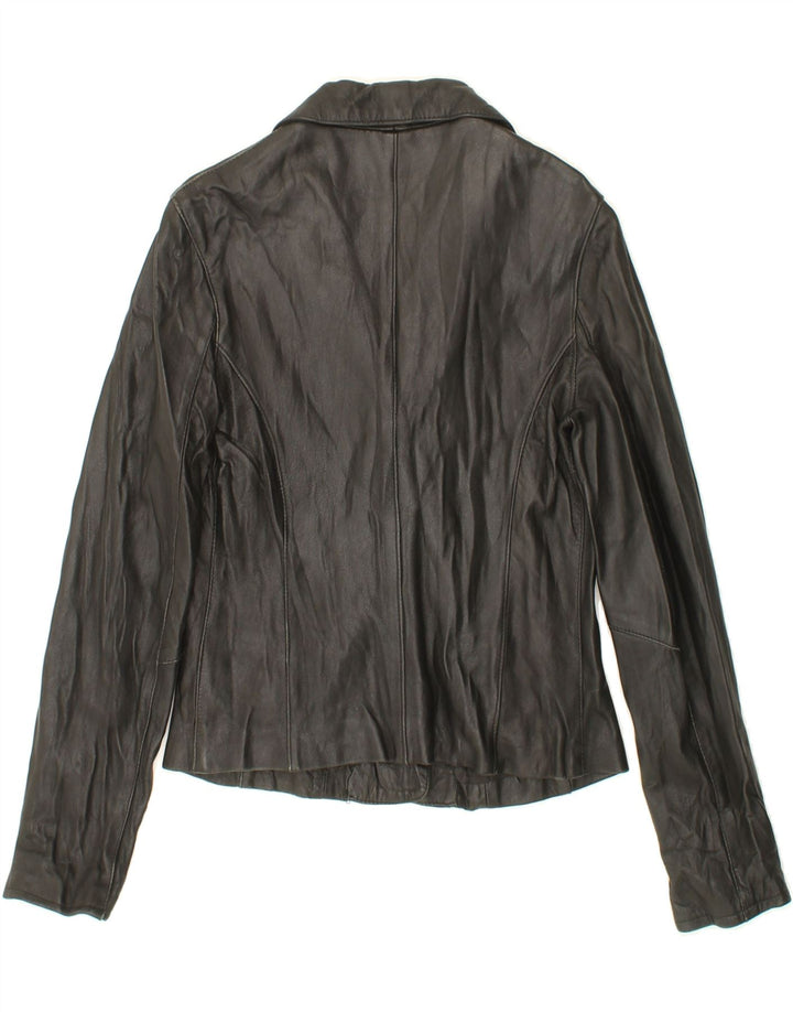 VINTAGE Womens Crop Leather Jacket UK 12 Medium Black Leather Vintage Vintage and Second-Hand Vintage from Messina Hembry 