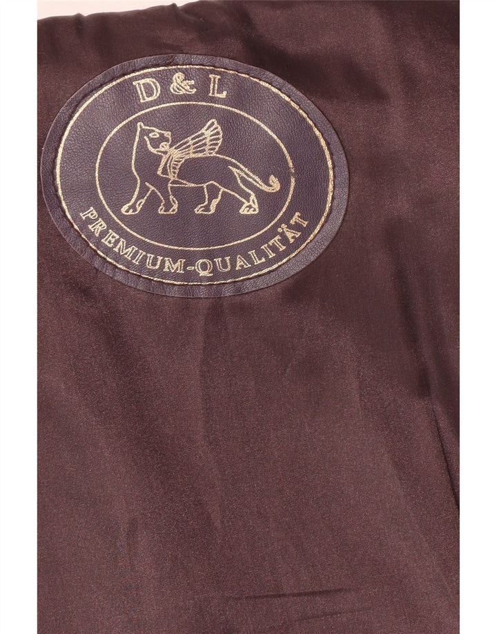 Vintage damski płaszcz skórzany UK 20 2XL fioletowy