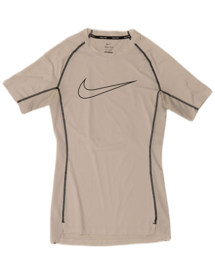 Męski T-shirt Nike Dri Fit z grafiką, mały, biały poliester