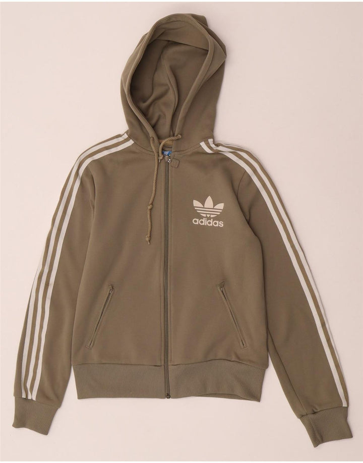 Damski sweter z kapturem i zamkiem Adidas UK 12, średni khaki, poliester