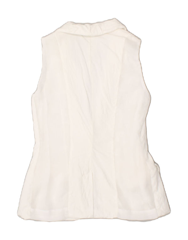 GUESS Womens Sleeveless 1 Button Blazer Jacket UK 12 Medium White