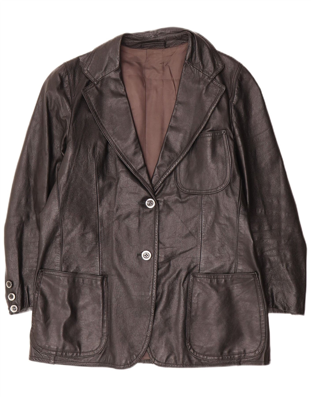 Vintage damska marynarka skórzana zapinana na 2 guziki UK 14, duża czarna