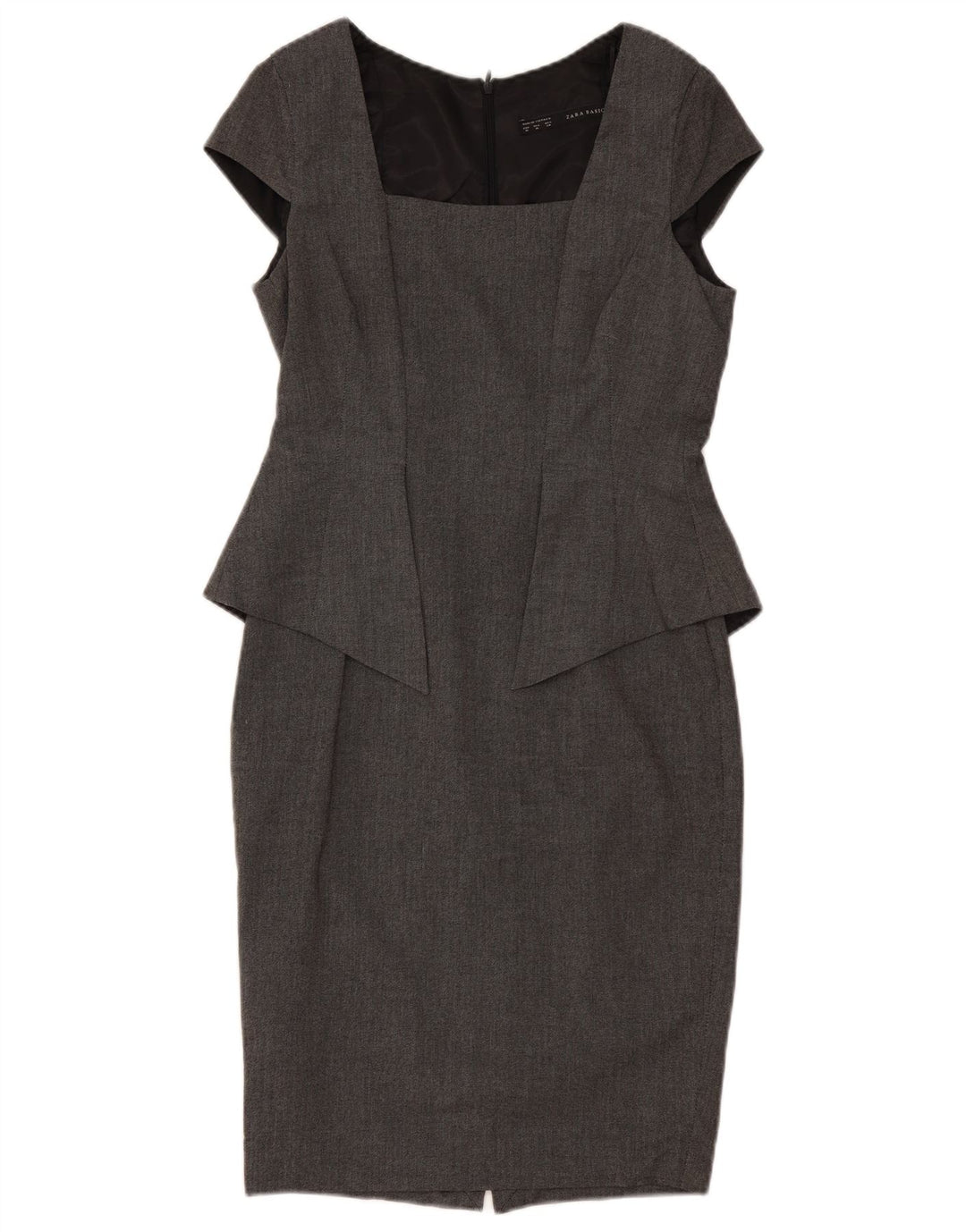 Sukienka damska Zara Peplum UK 12 Średni szary poliester
