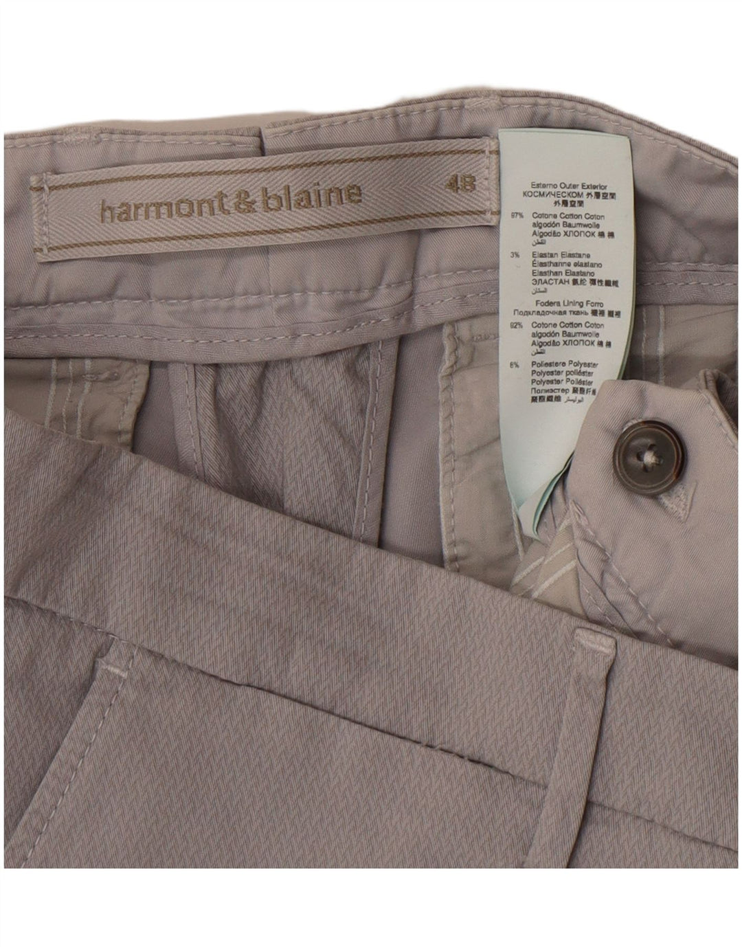 Męskie spodnie chino Harmont & Blaine IT 48 Medium W36 L28 Szara bawełna