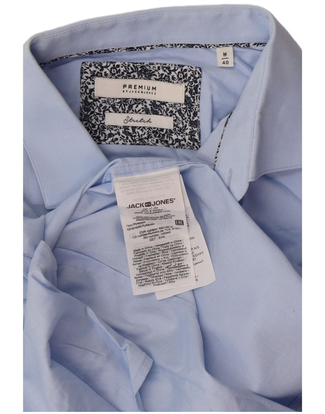 Męska koszula z krótkim rękawem Jack & Jones, rozmiar 40, średnia niebieska, bawełniana