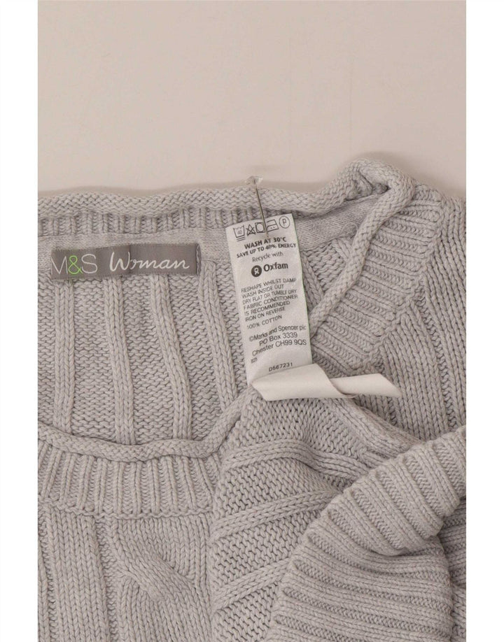 Marks & Spencer Damski sweter z okrągłym dekoltem, UK 12, średni niebieski, bawełniany