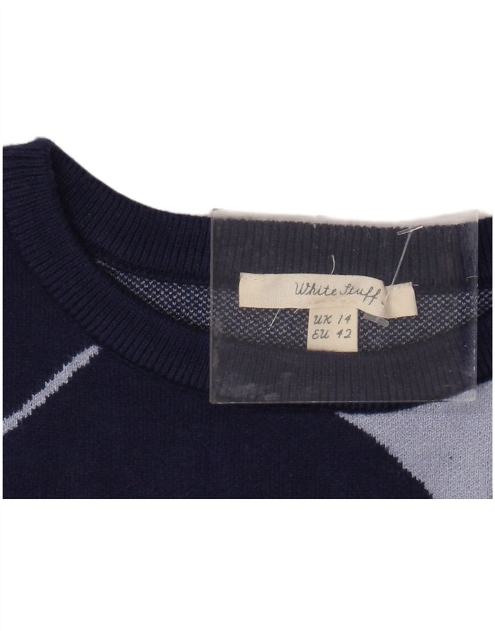 WHITE STUFF Damski sweter z okrągłym dekoltem UK 14 w duże granatowe paski