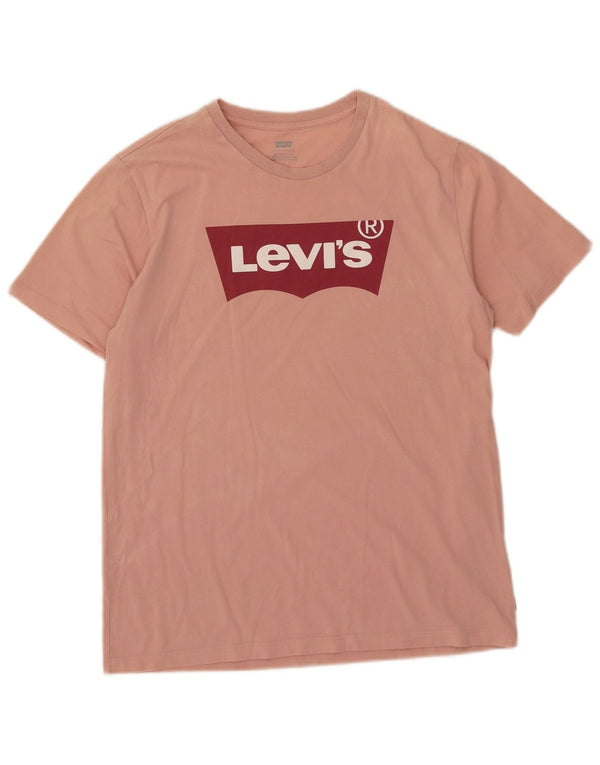 Męska koszulka z grafiką Levi's Top, średnia, różowa bawełna