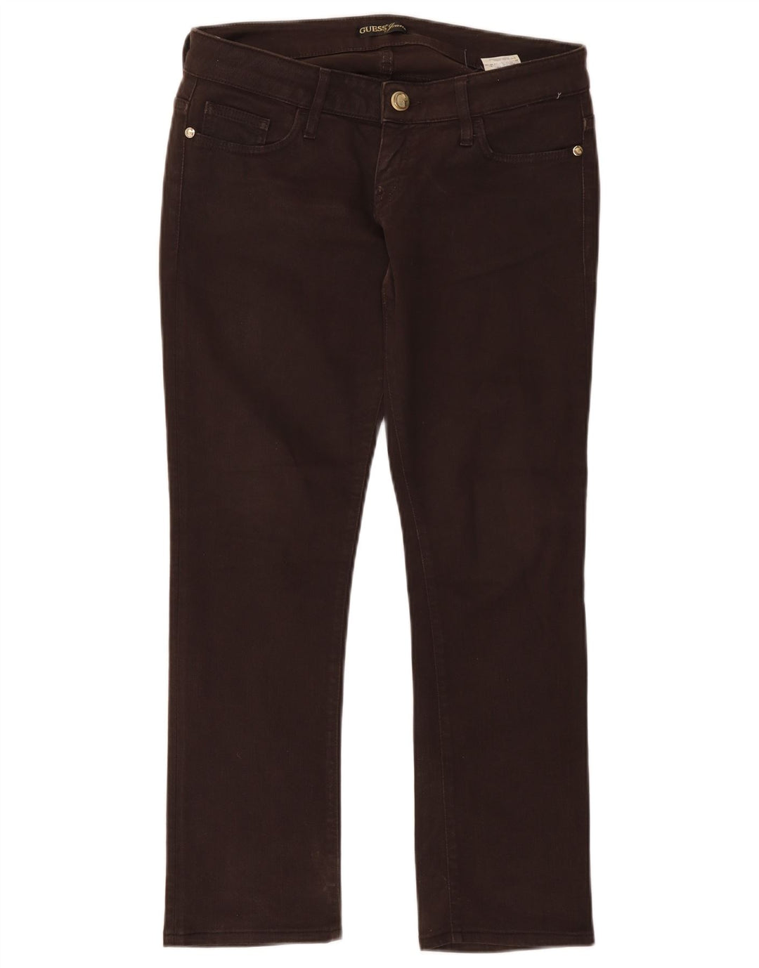 Guess Jeansy Damskie Slim W29 L27 Brązowe Bawełniane