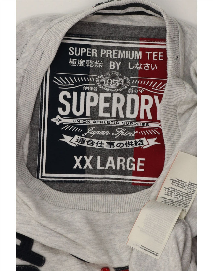 Męski T-shirt SUPERDRY z grafiką, 2XL, szara bawełna w plamki